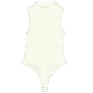 Banana Republic White Ribbed High Neck Tank Top Bodysuit